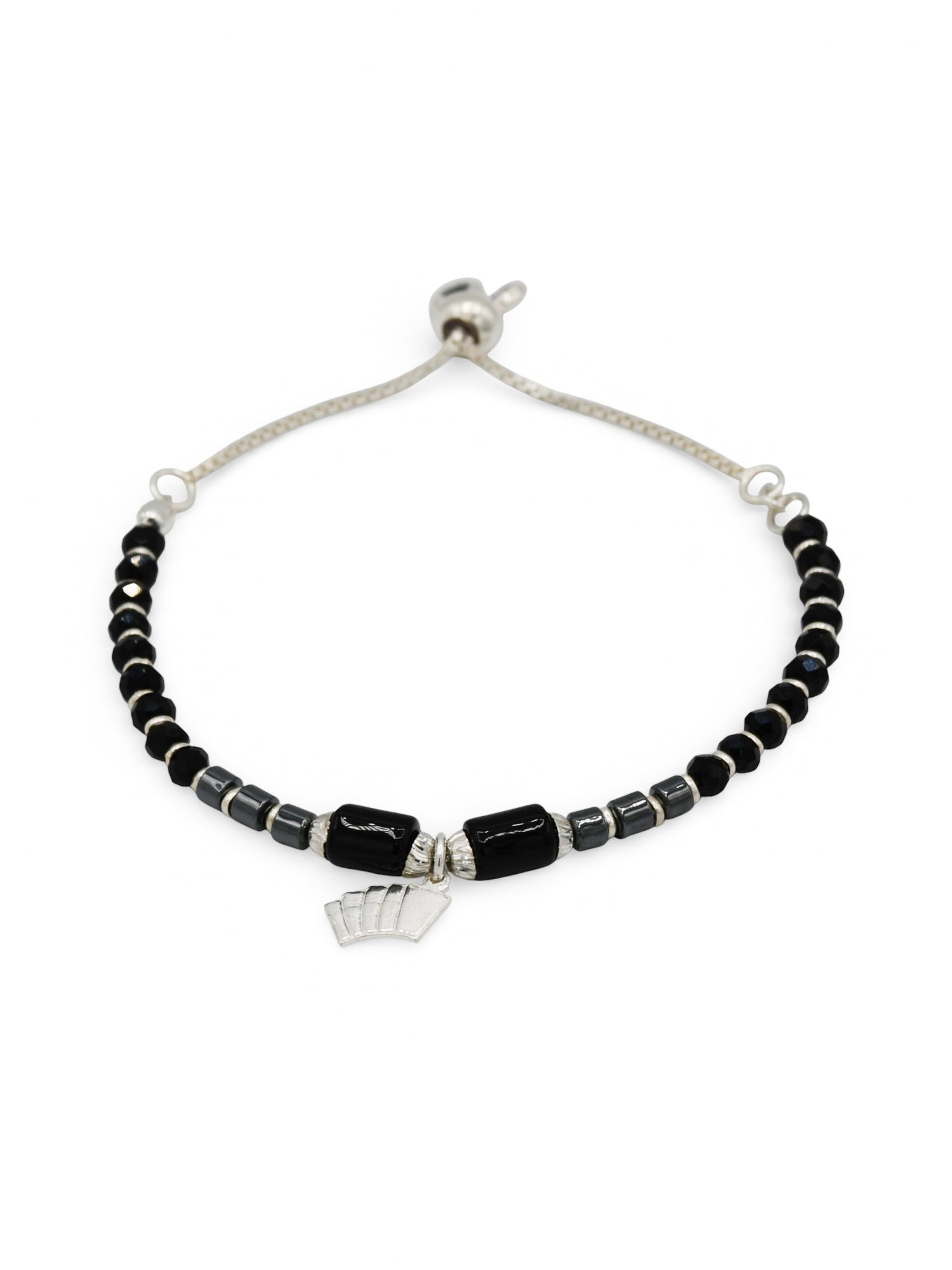 Sterling Silver Black Beads adjustable Baby Bracelet - Roop Darshan