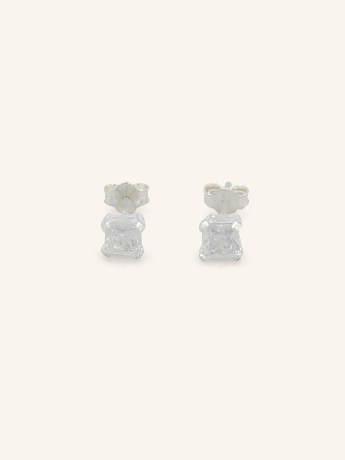 Square Sterling Silver CZ Studs