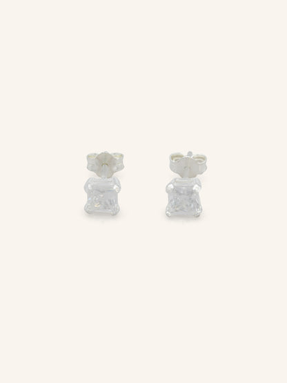 Square Sterling Silver CZ Studs