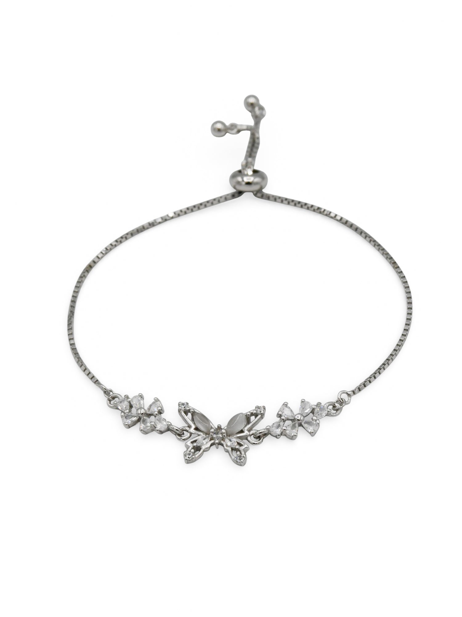 Sterling Silver CZ Adjustable Bracelet - Roop Darshan