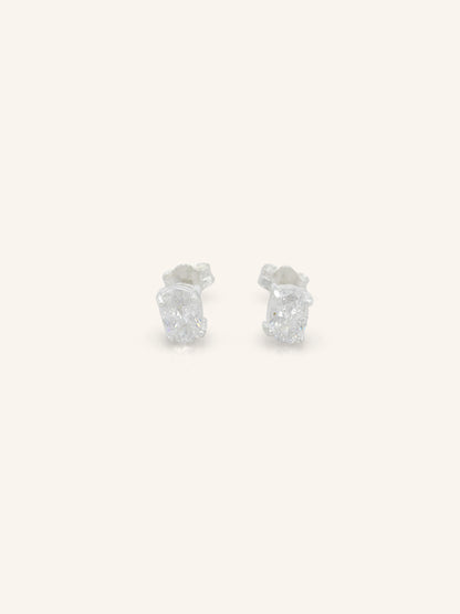 Oval CZ Sterling Silver Studs