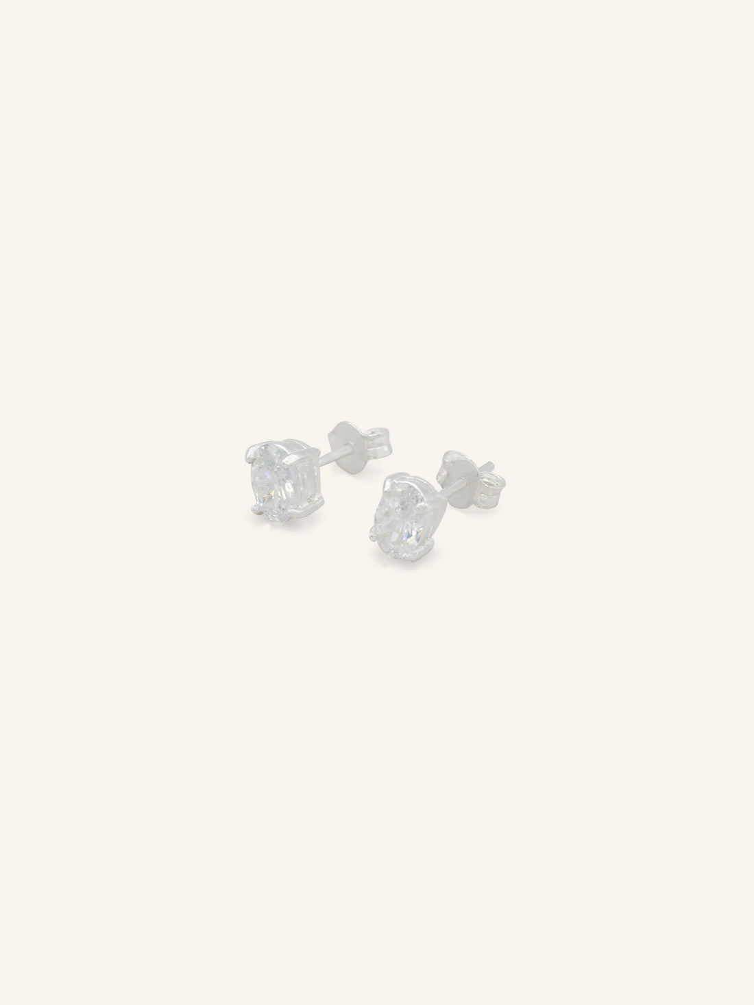 Oval CZ Sterling Silver Studs