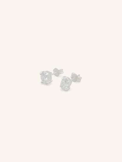 Oval CZ Sterling Silver Studs