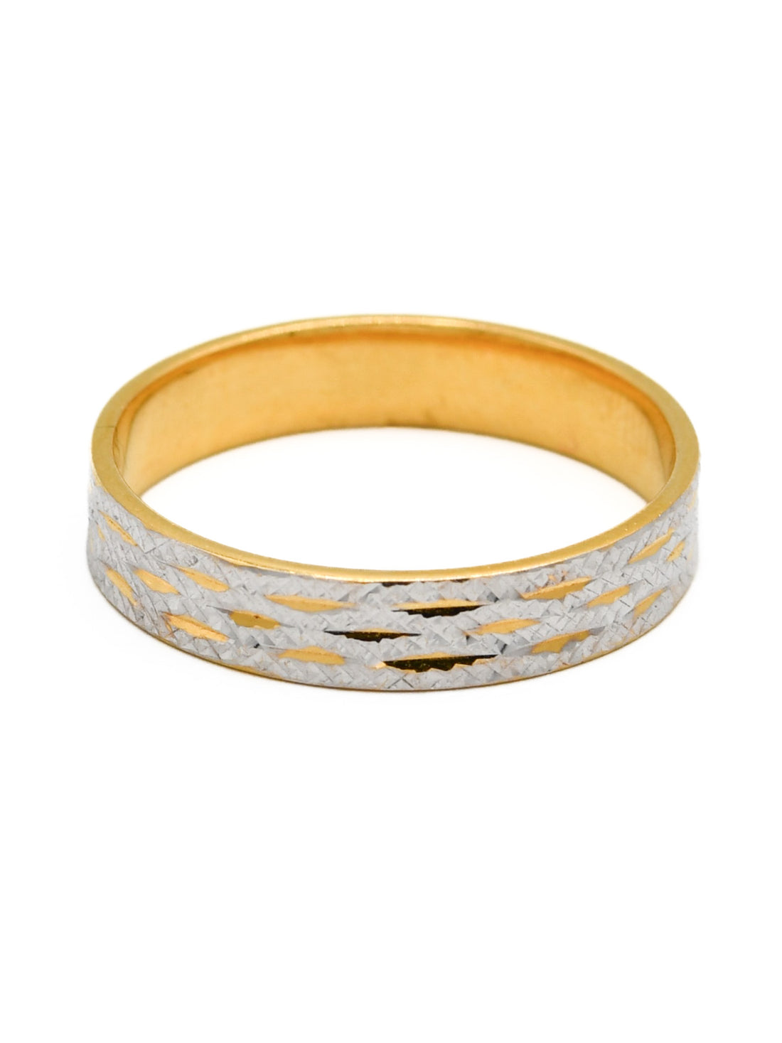 22ct Gold Two Tone Band Ring - Roop Darshan