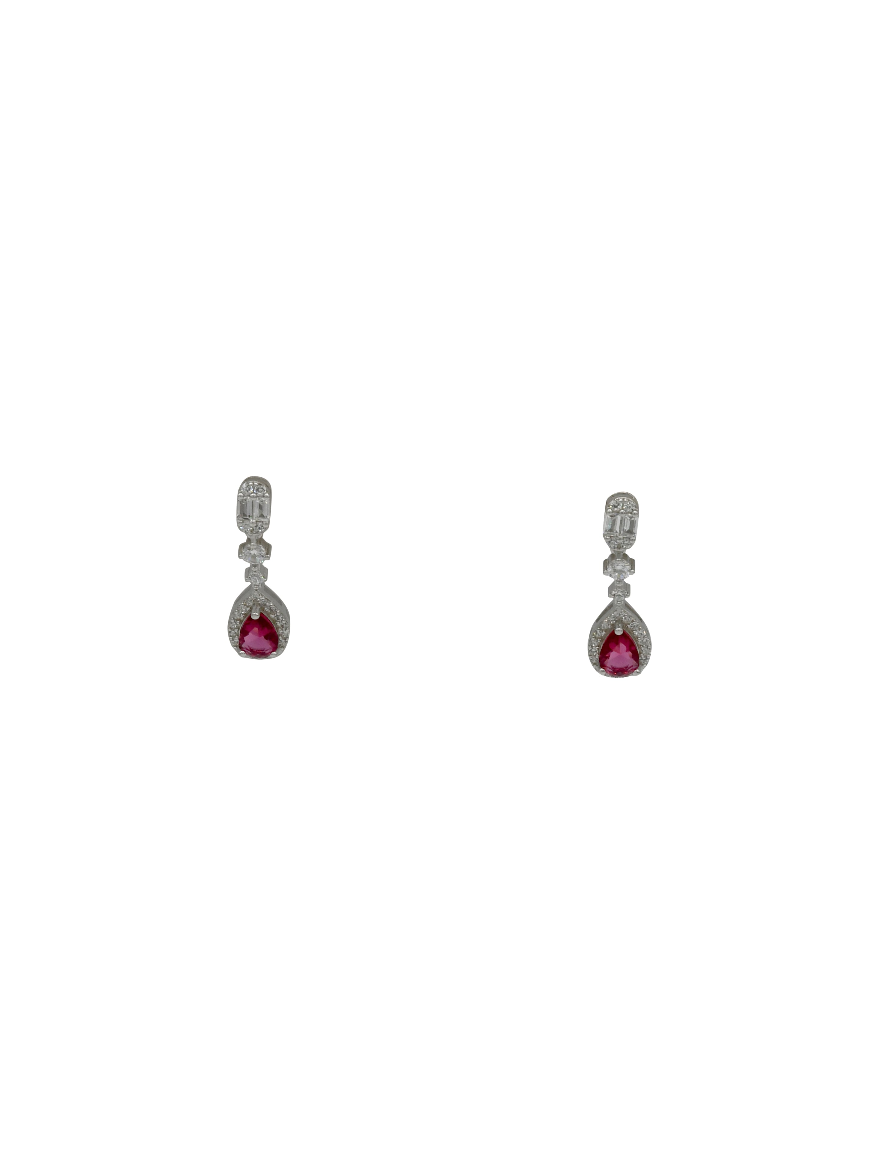Sterling Silver CZ Necklace Set - Roop Darshan