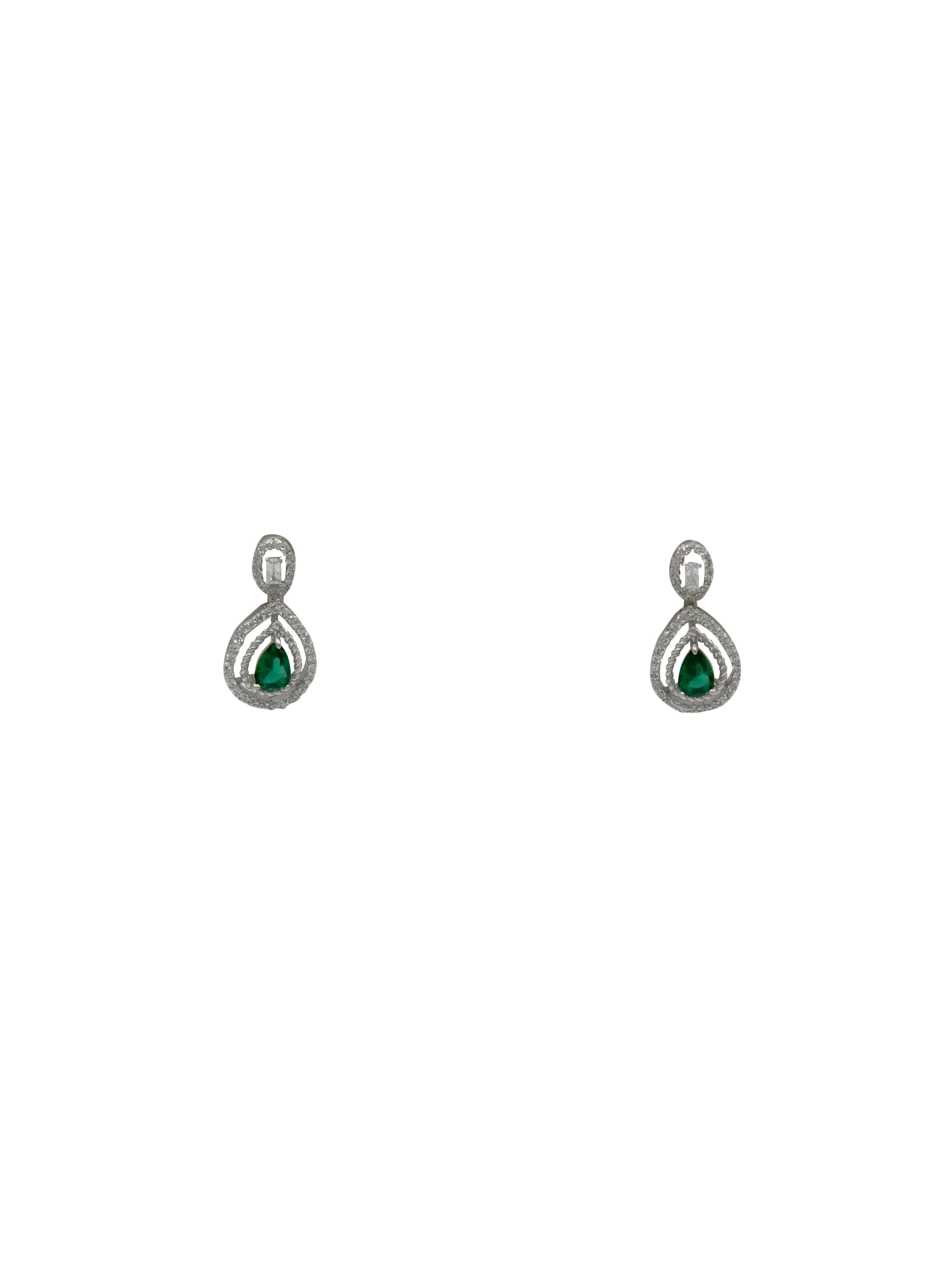 Sterling Silver CZ Necklace Set - Roop Darshan