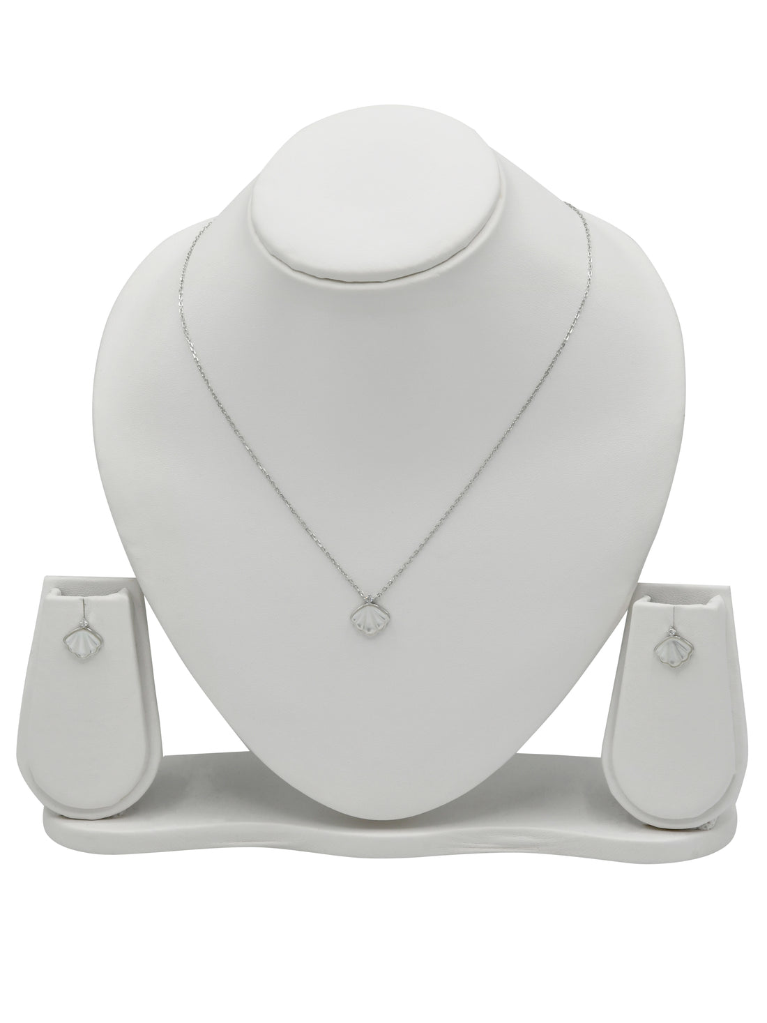 Sterling Silver CZ Necklace Set - Roop Darshan