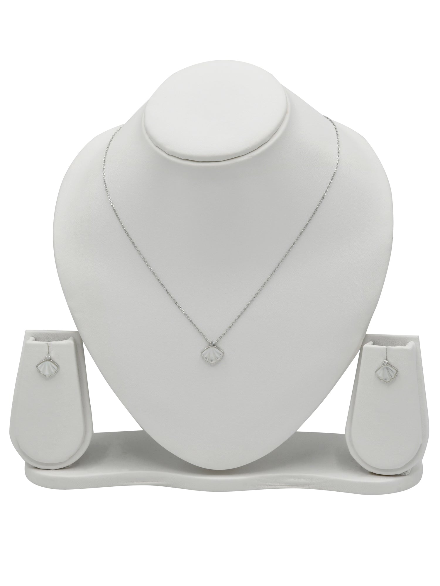 Sterling Silver CZ Necklace Set - Roop Darshan