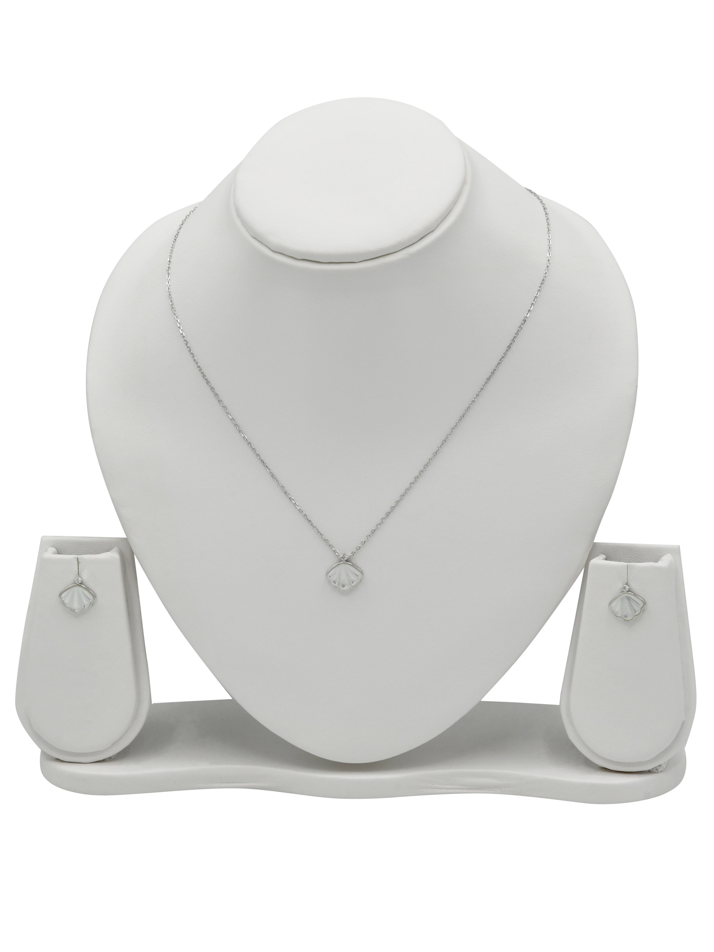 Sterling Silver CZ Necklace Set - Roop Darshan
