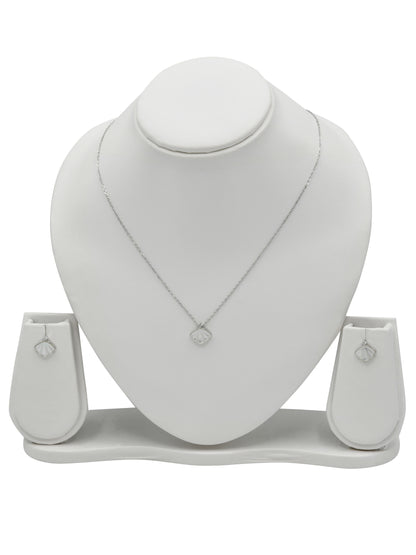 Sterling Silver CZ Necklace Set - Roop Darshan