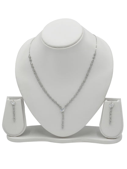 Sterling Silver CZ Necklace Set - Roop Darshan