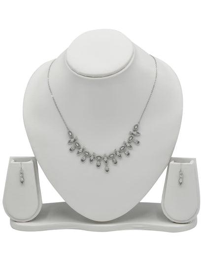 Sterling Silver CZ Necklace Set - Roop Darshan