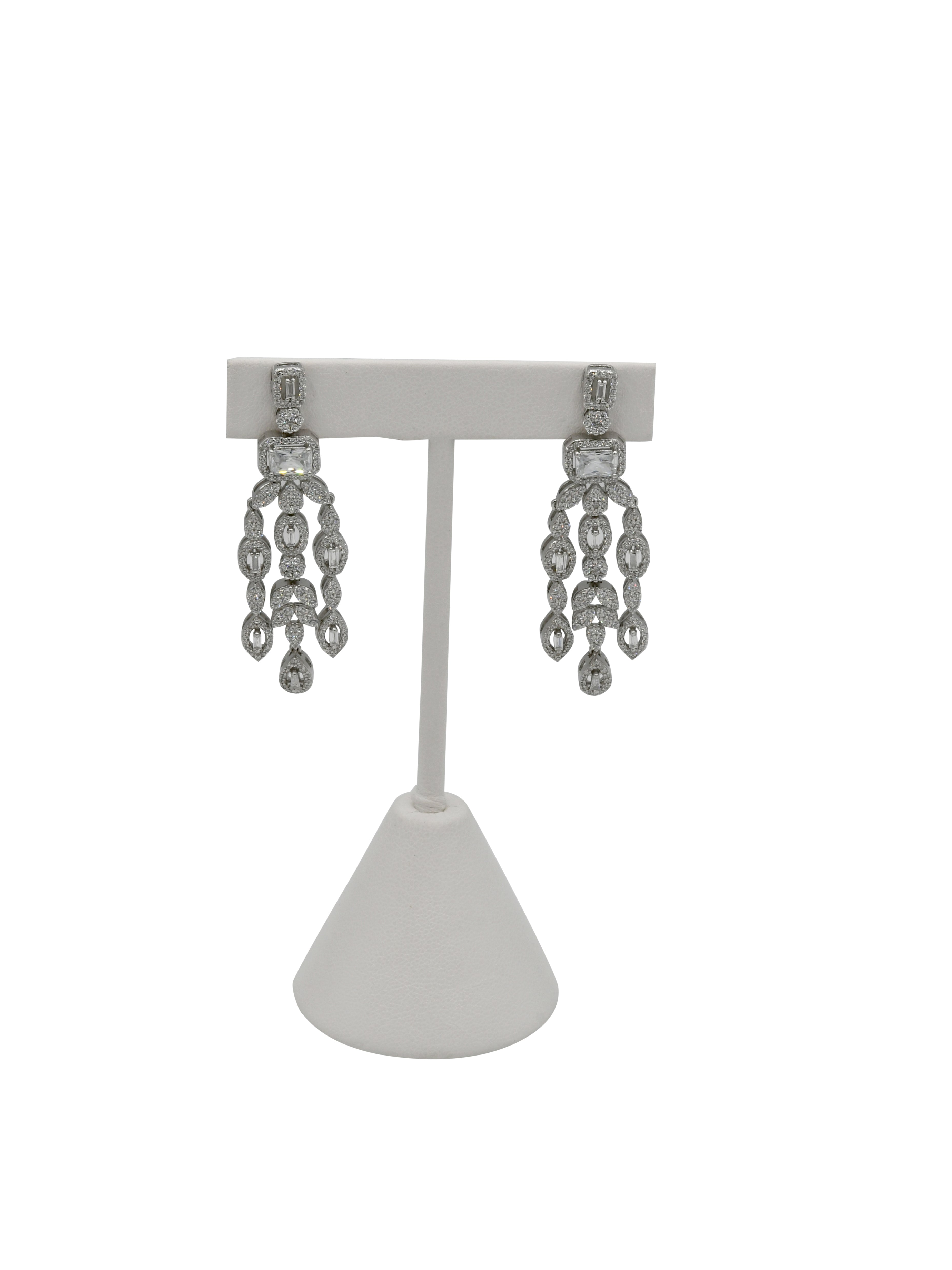 Sterling Silver CZ Necklace Set - Roop Darshan