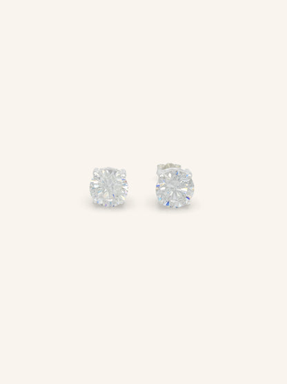 Round CZ Sterling Silver Studs