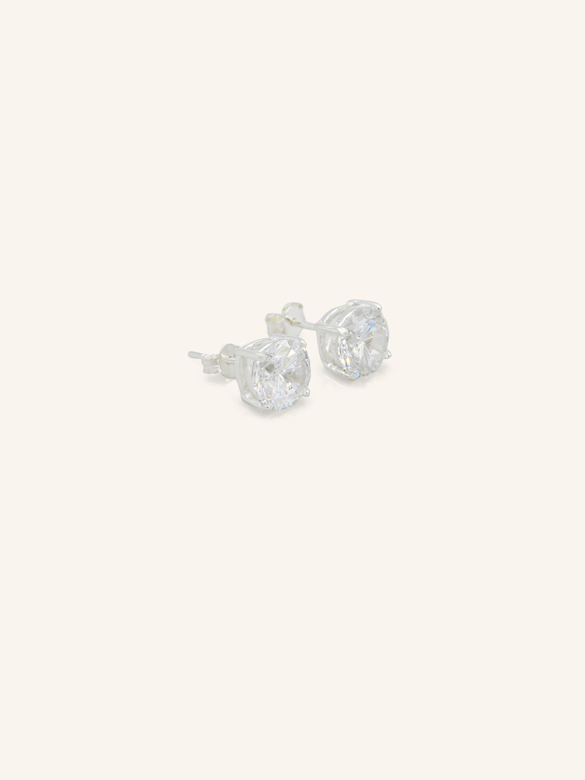 Round CZ Sterling Silver Studs