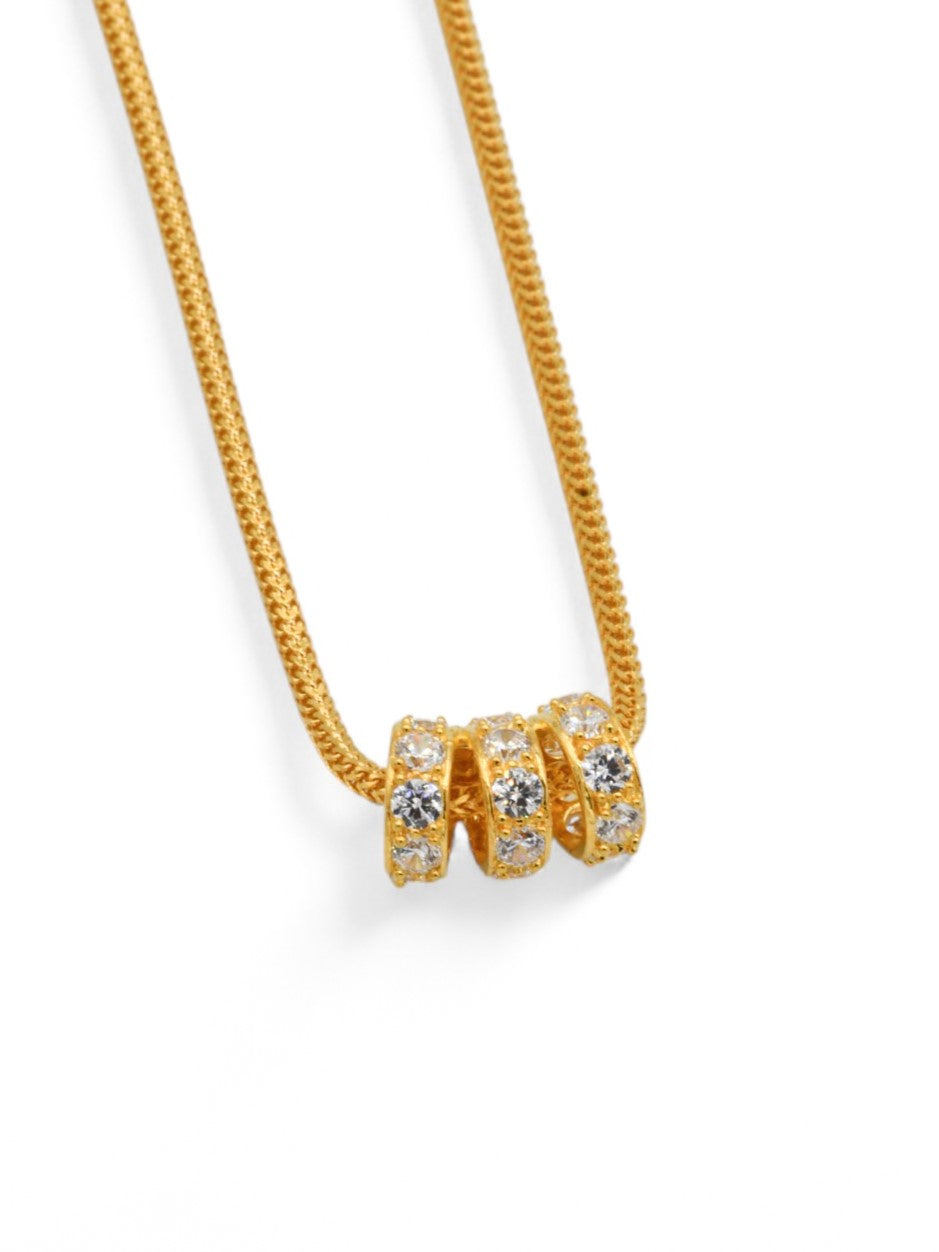 22ct Gold CZ 3 Ring Pendant - Roop Darshan