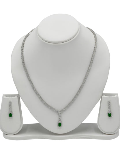 Sterling Silver CZ Necklace Set - Roop Darshan