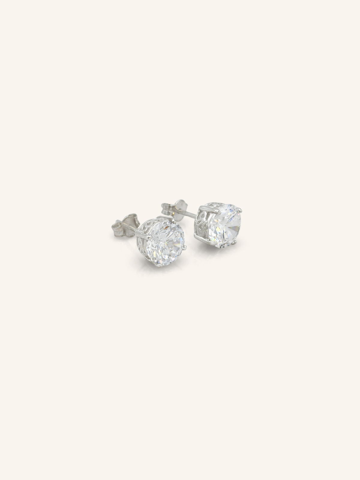 Sterling Silver Filigree CZ Stud Earring