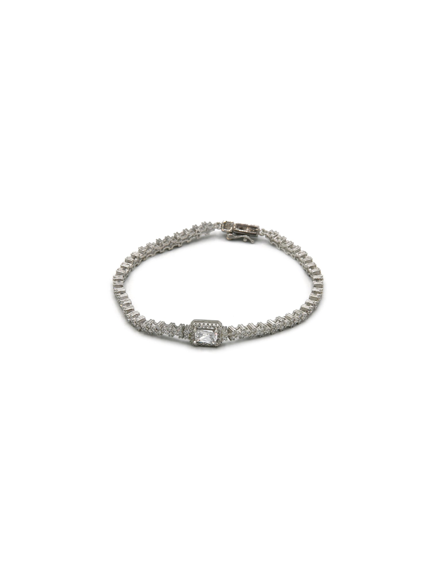 Sterling Silver CZ Necklace Set - Roop Darshan