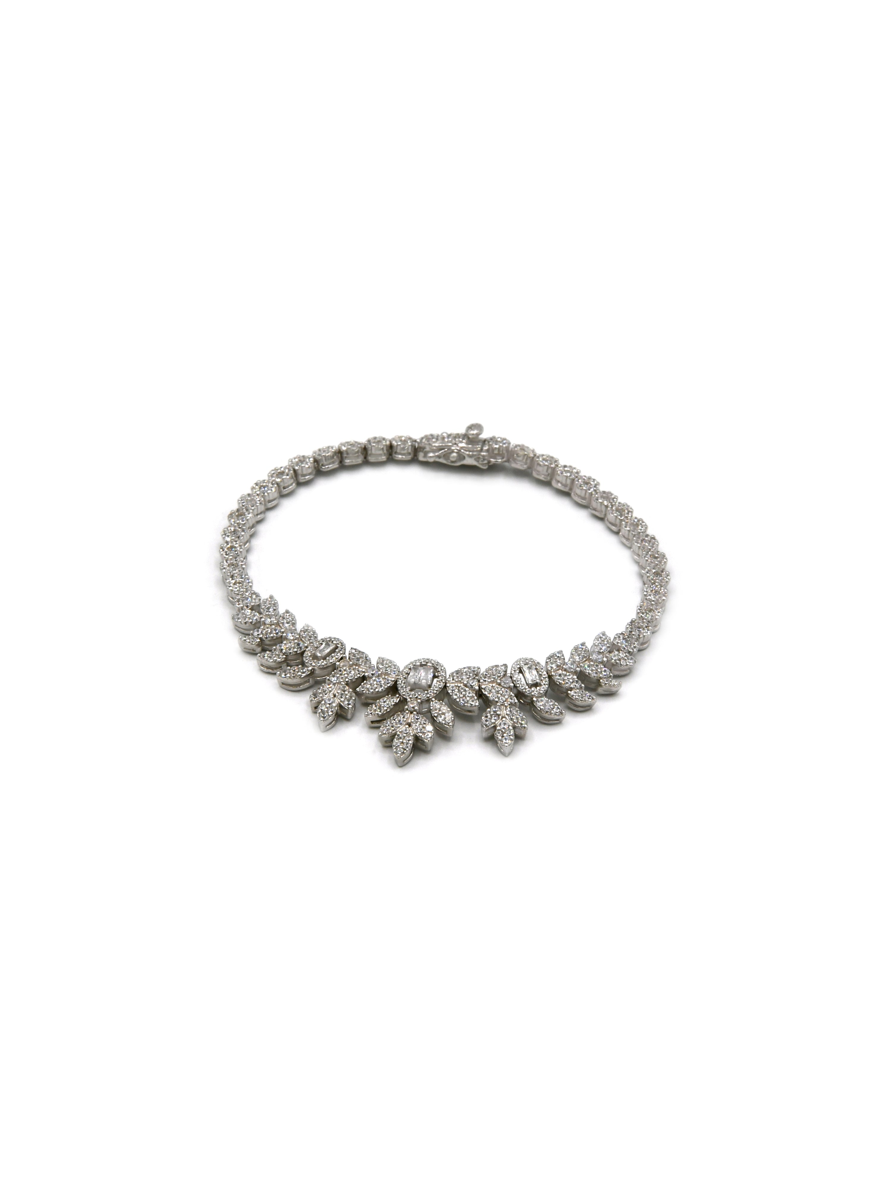 Sterling Silver CZ Necklace Set - Roop Darshan