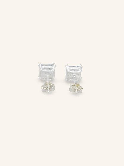 Square CZ Sterling Silver Studs