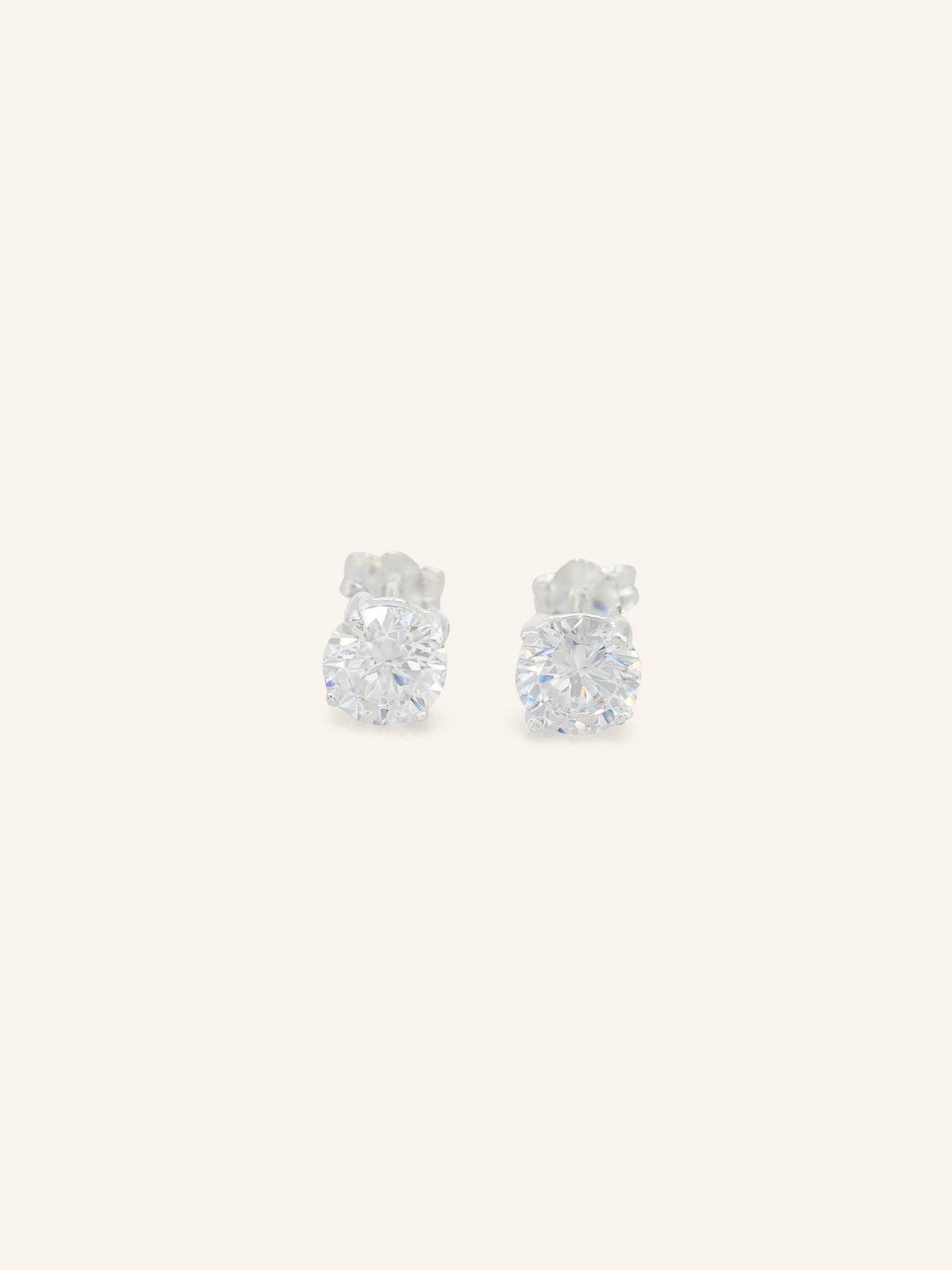 Round CZ Sterling Silver Studs