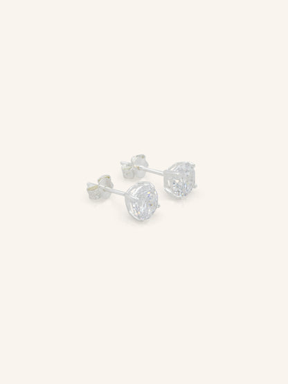 Round CZ Sterling Silver Studs