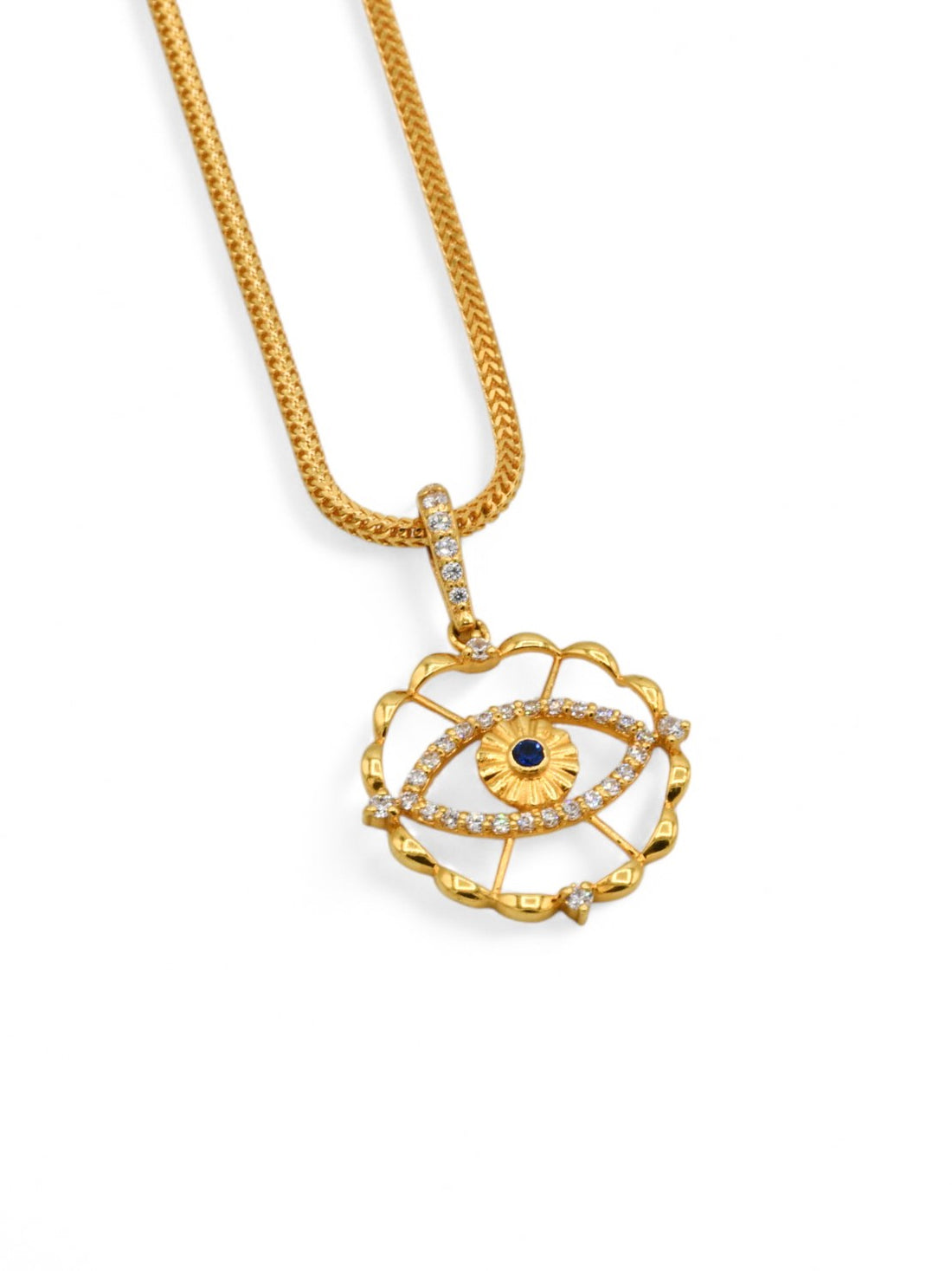 22ct Gold CZ Evil Eye Pendant - Roop Darshan