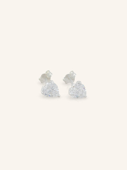 Sterling Silver Heart CZ Studs
