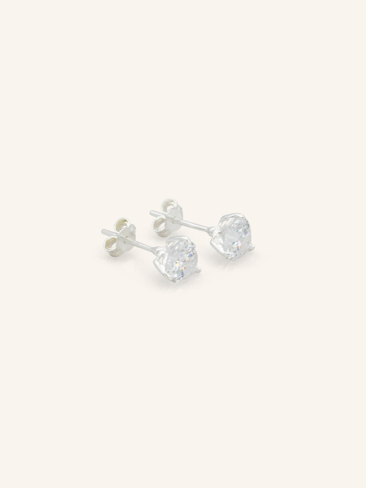 Sterling Silver Heart CZ Studs