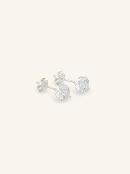 Sterling Silver Heart CZ Studs