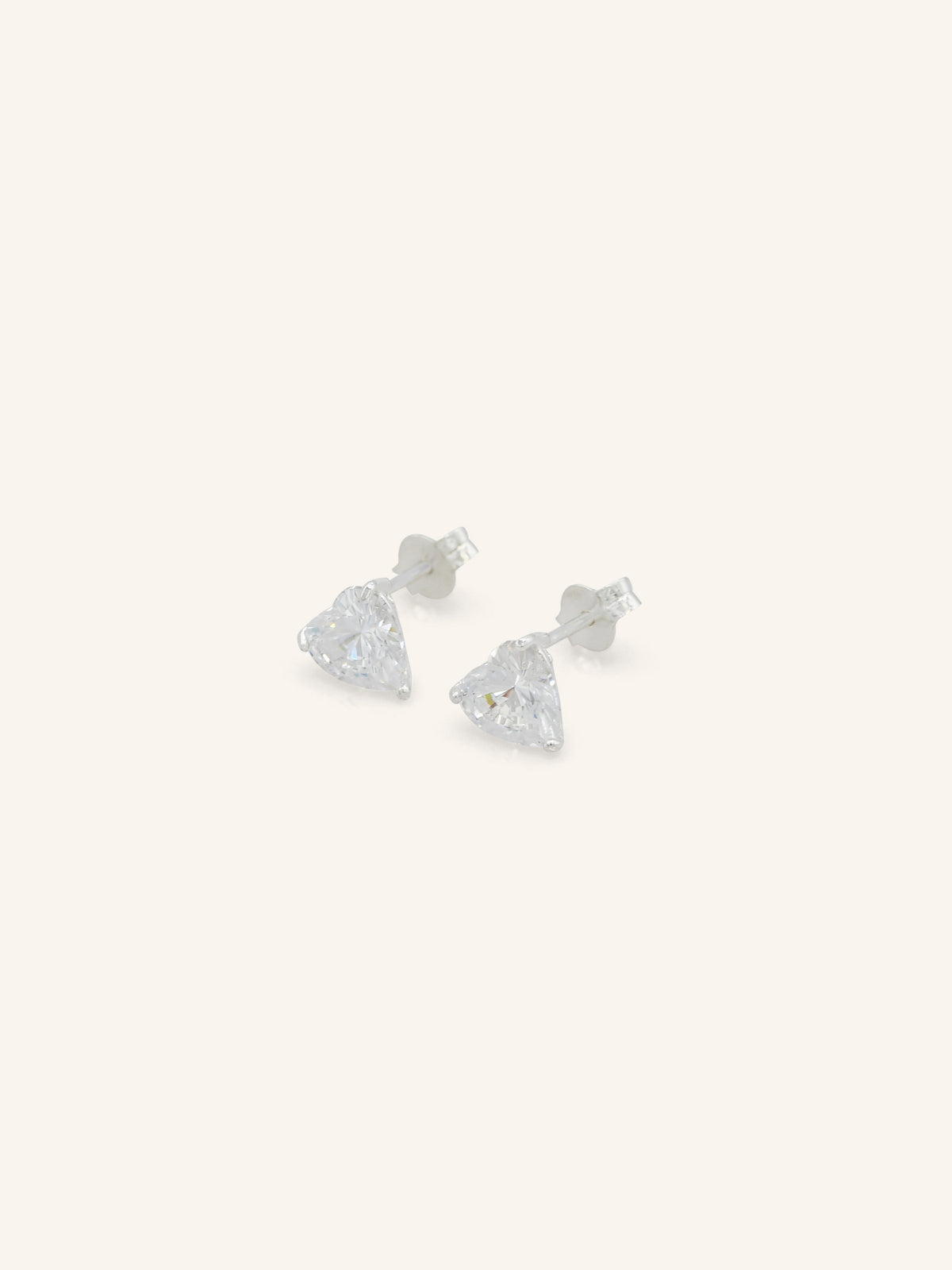 Sterling Silver Heart CZ Studs