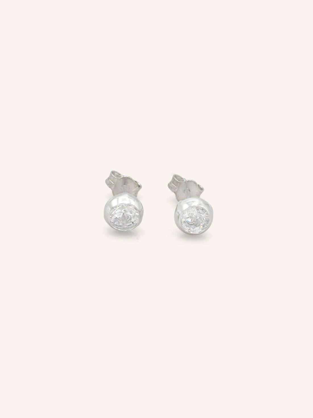 Sterling Silver CZ Bezel Studs