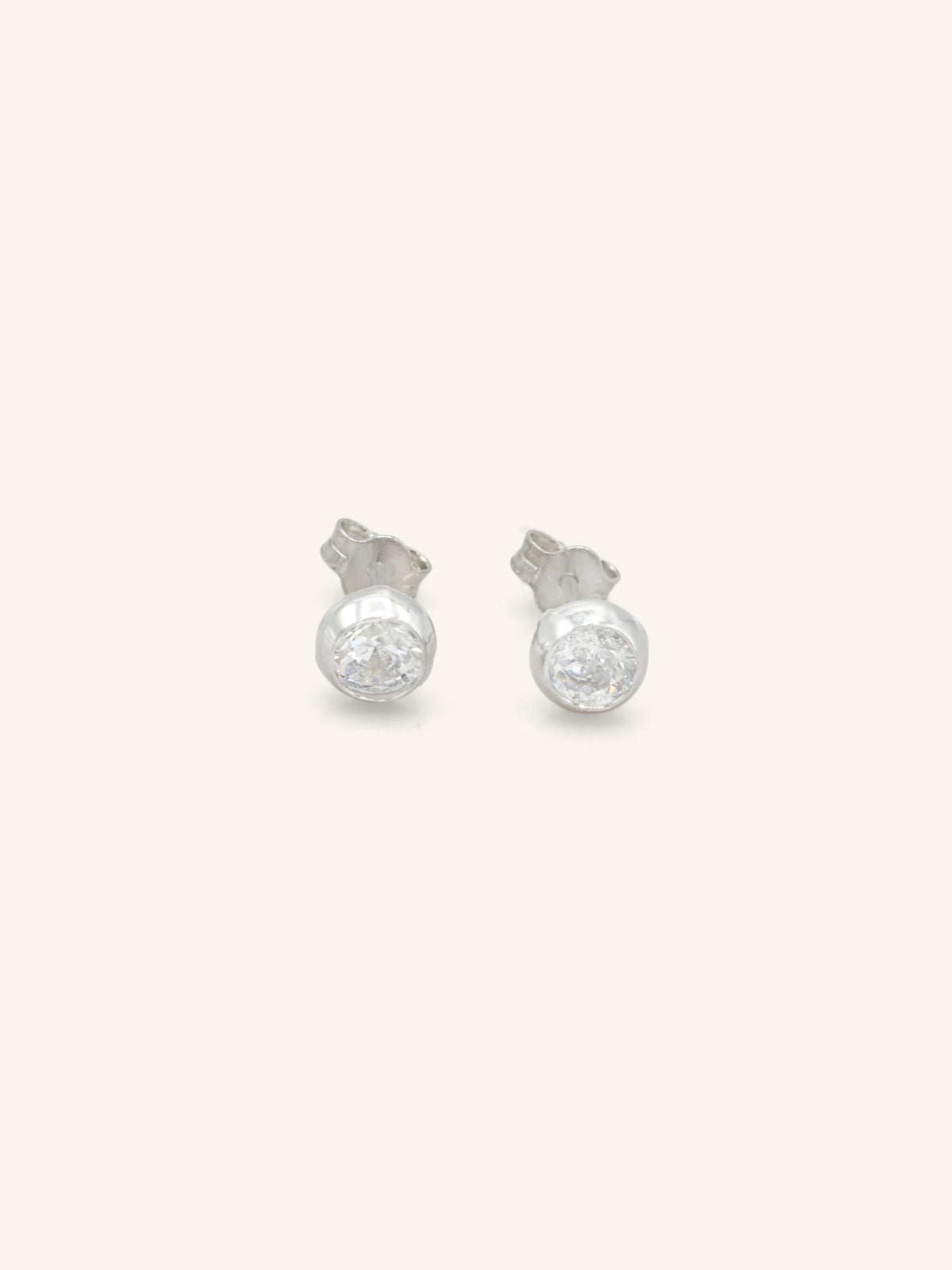 Sterling Silver CZ Bezel Studs