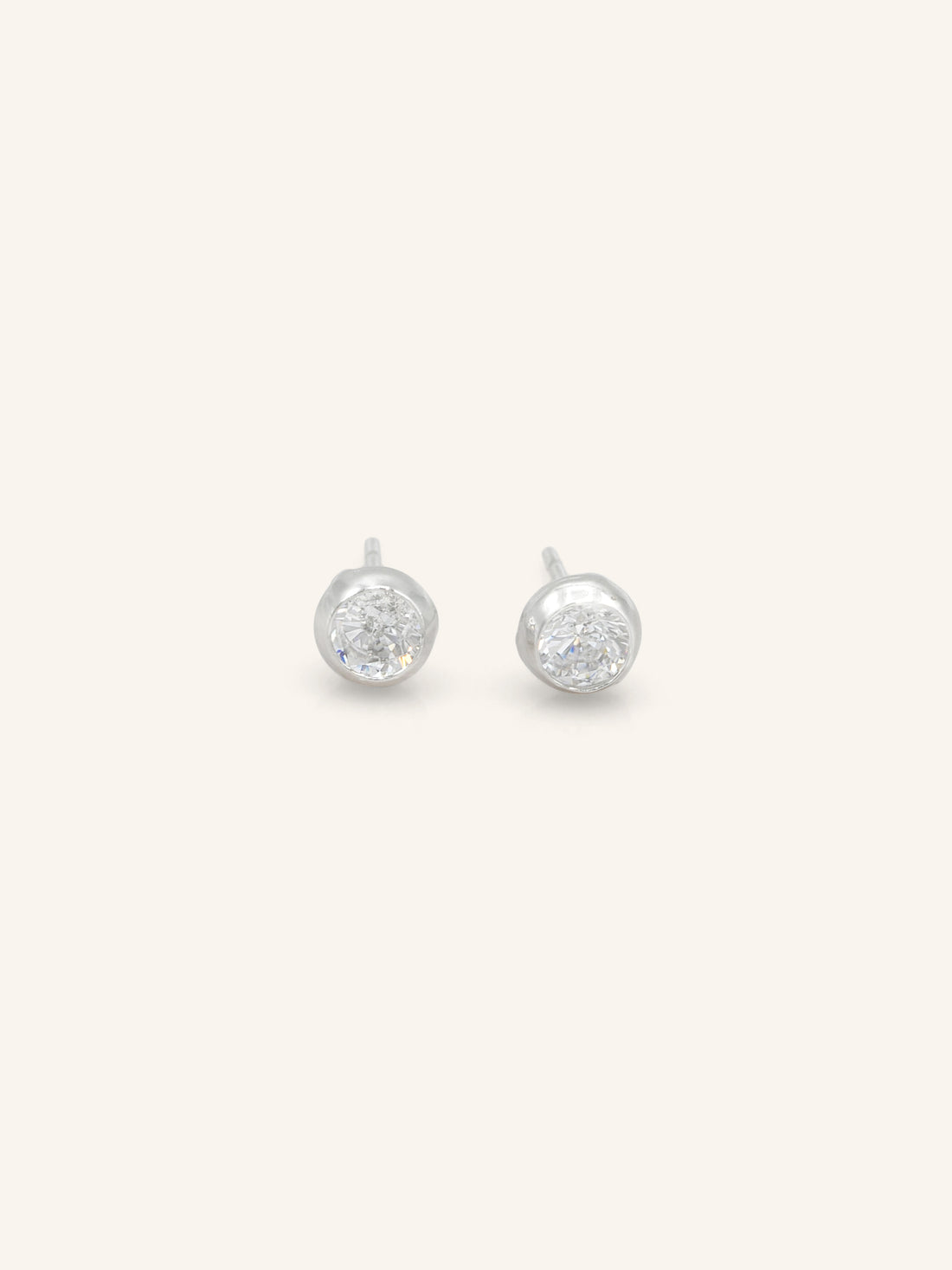 Sterling Silver CZ Bezel Studs