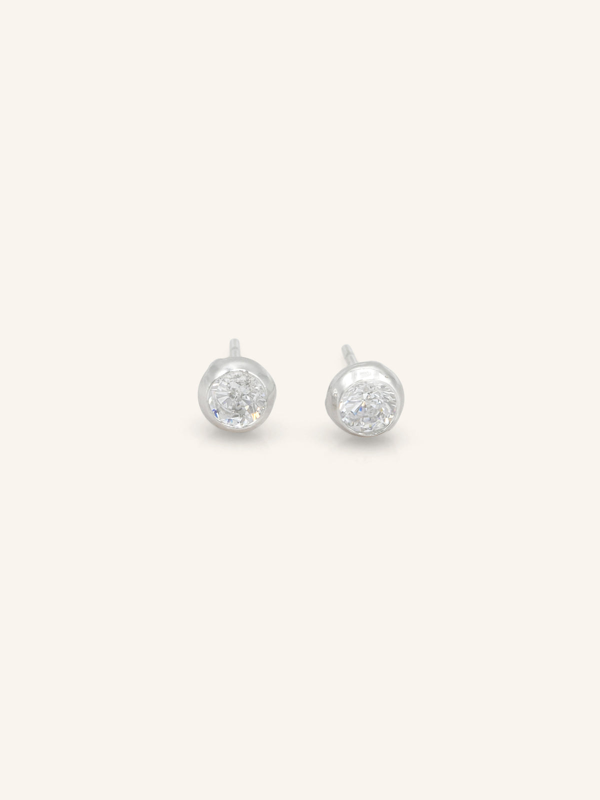 Sterling Silver CZ Bezel Studs