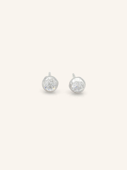 Sterling Silver CZ Bezel Studs