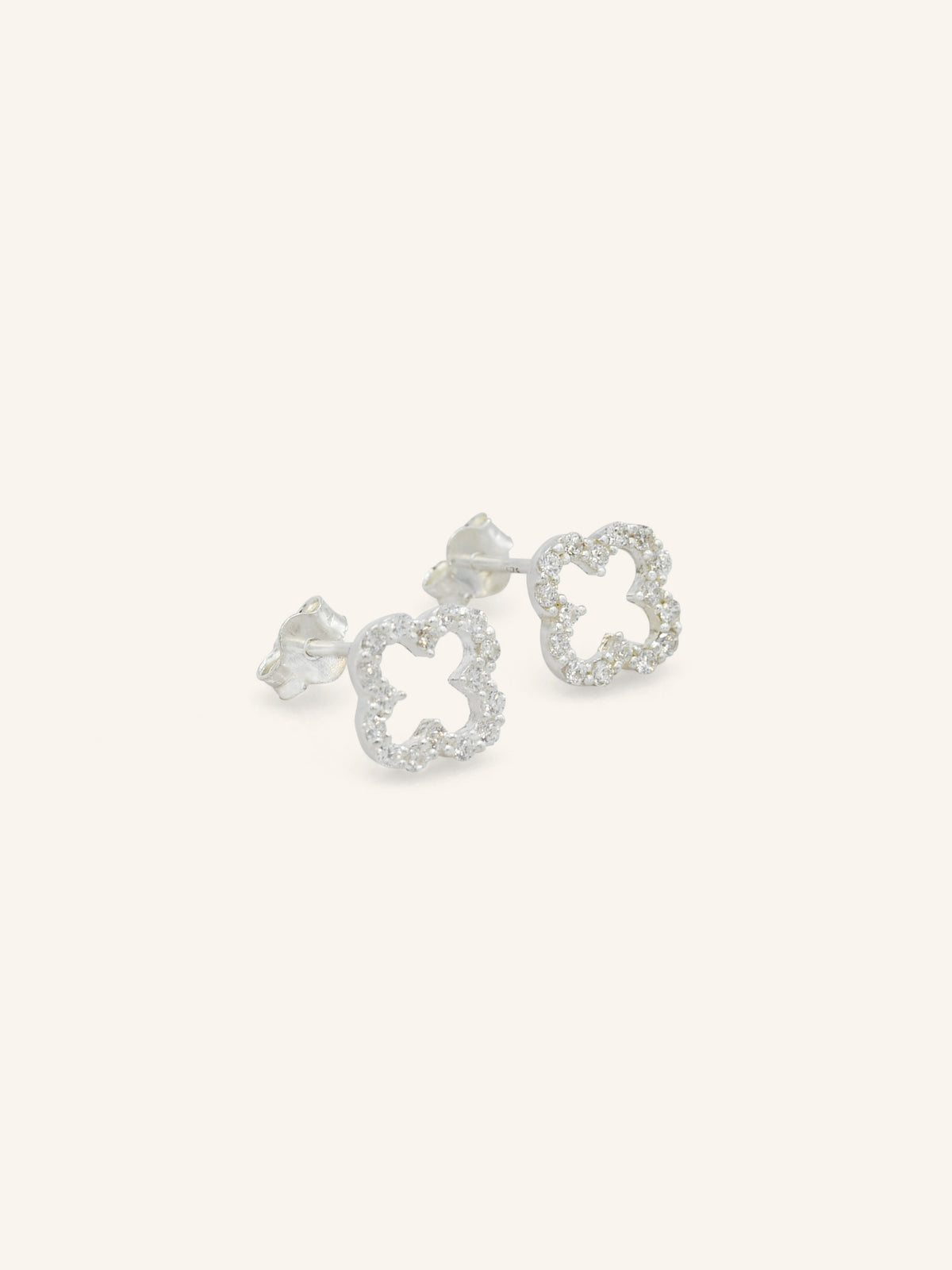 CZ Clover Sterling Silver Studs