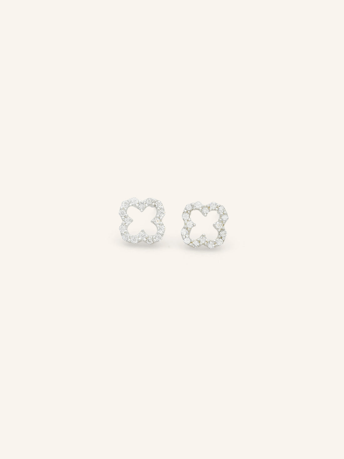 CZ Clover Sterling Silver Studs