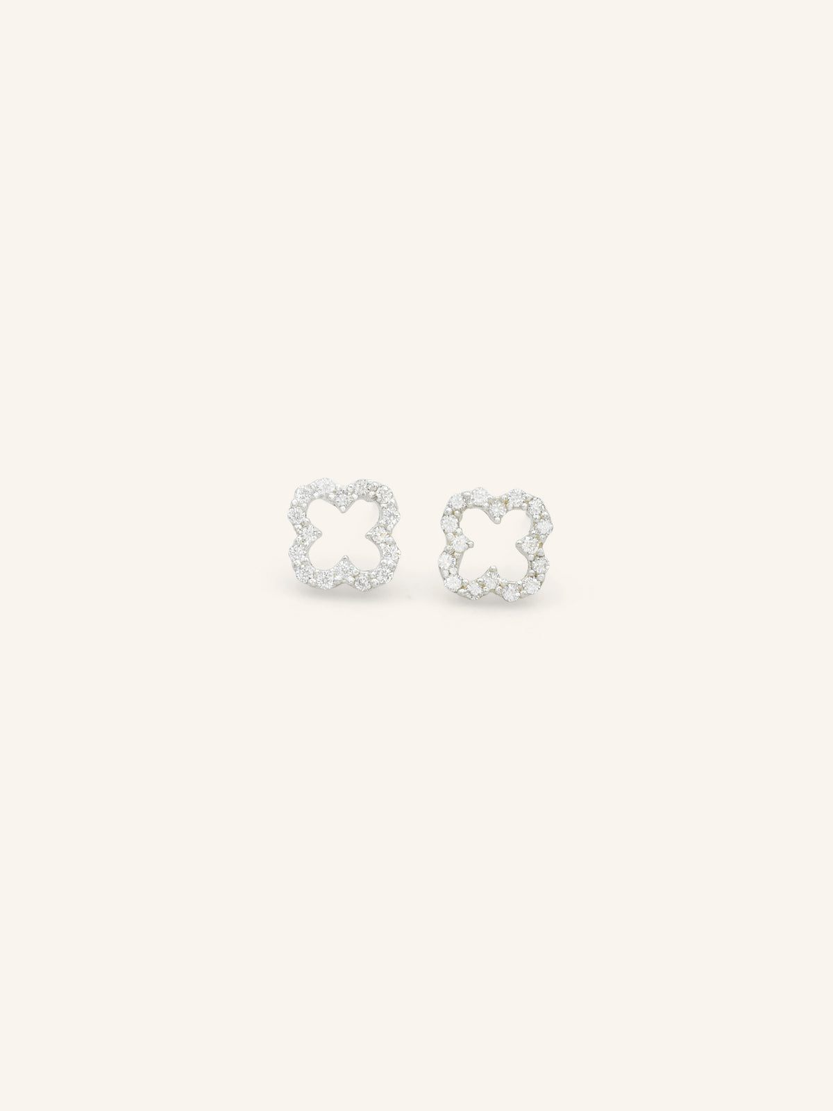 CZ Clover Sterling Silver Studs