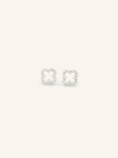 CZ Clover Sterling Silver Studs