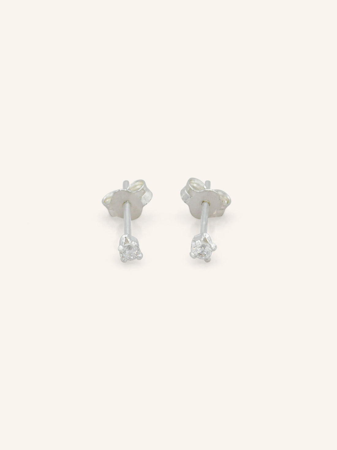 Tiny Round Sterling Silver CZ Studs
