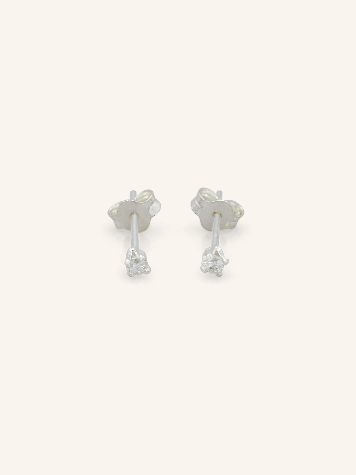 Tiny Round Sterling Silver CZ Studs