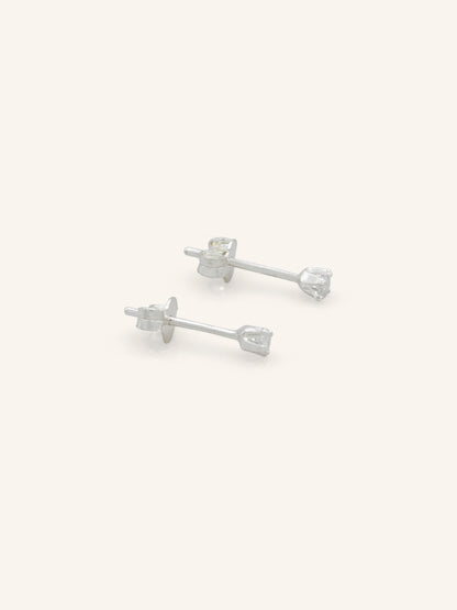 Tiny Round Sterling Silver CZ Studs