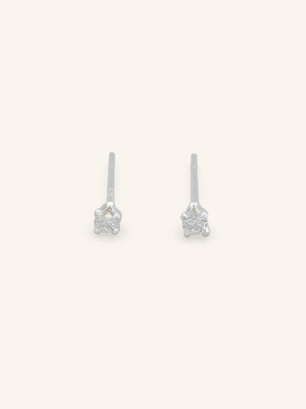 Tiny Round Sterling Silver CZ Studs