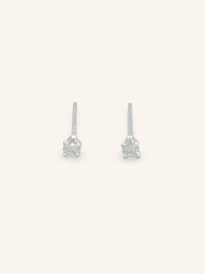 Tiny Round Sterling Silver CZ Studs