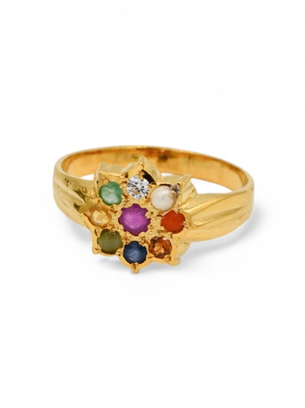 22ct Gold Navratna Ladies Ring - Roop Darshan