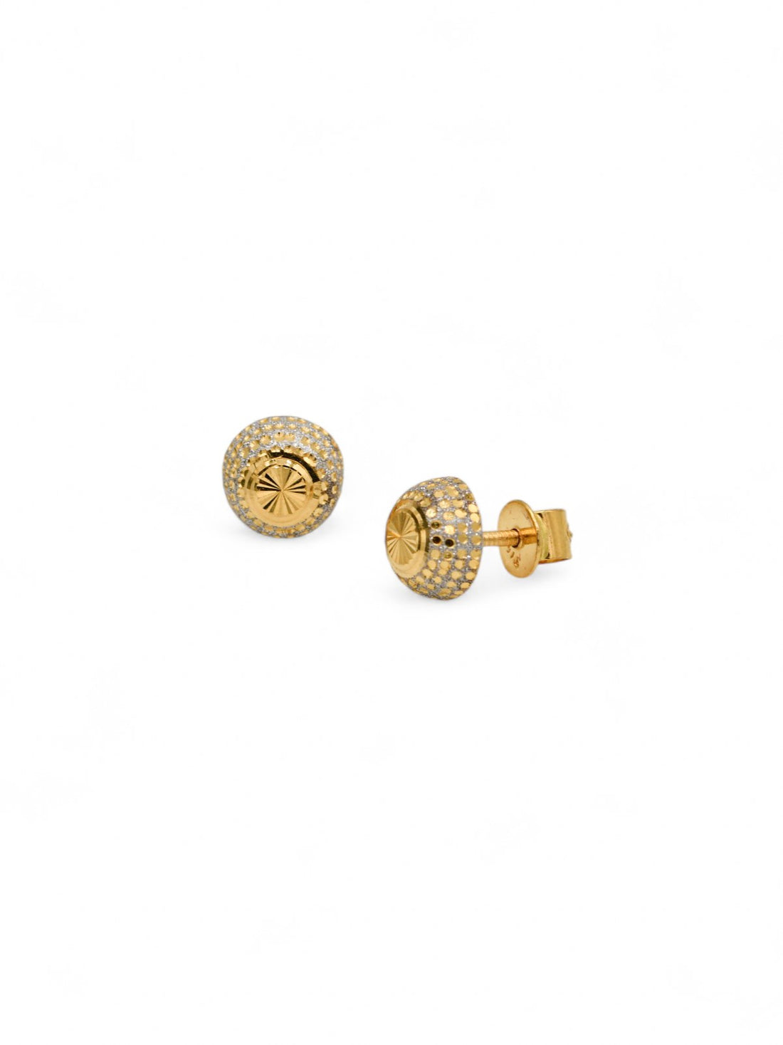 22ct Gold Two Tone Ball Stud Earrings - Roop Darshan