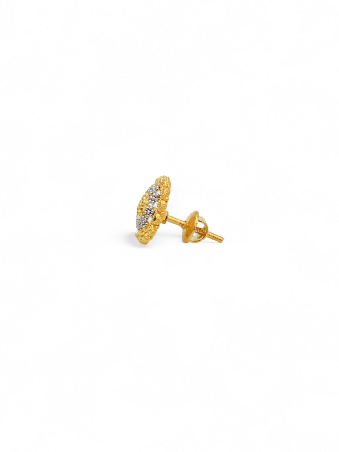 22ct Gold Two Tone Stud Earrings - Roop Darshan