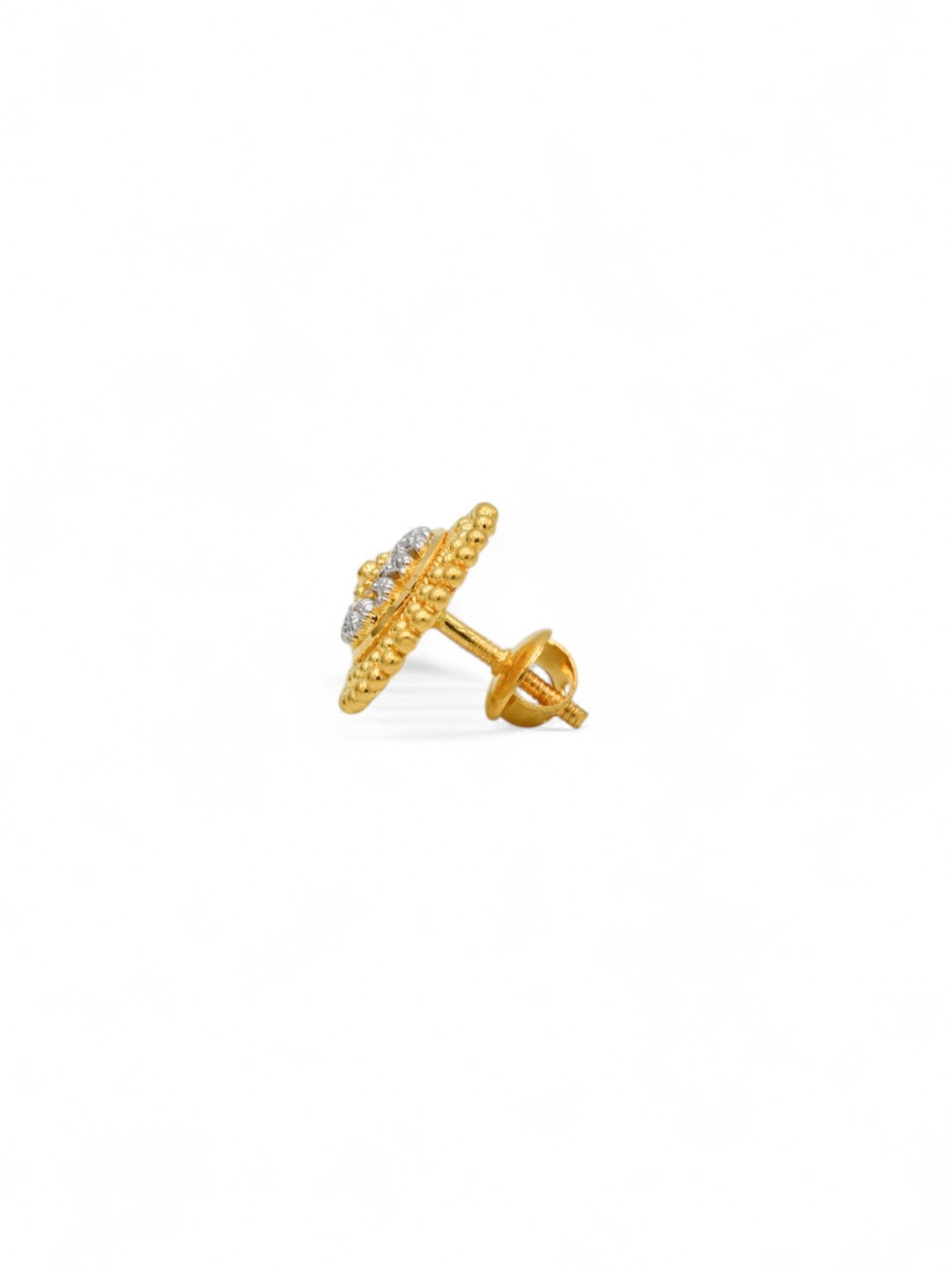 22ct Gold Two Tone Stud Earrings - Roop Darshan